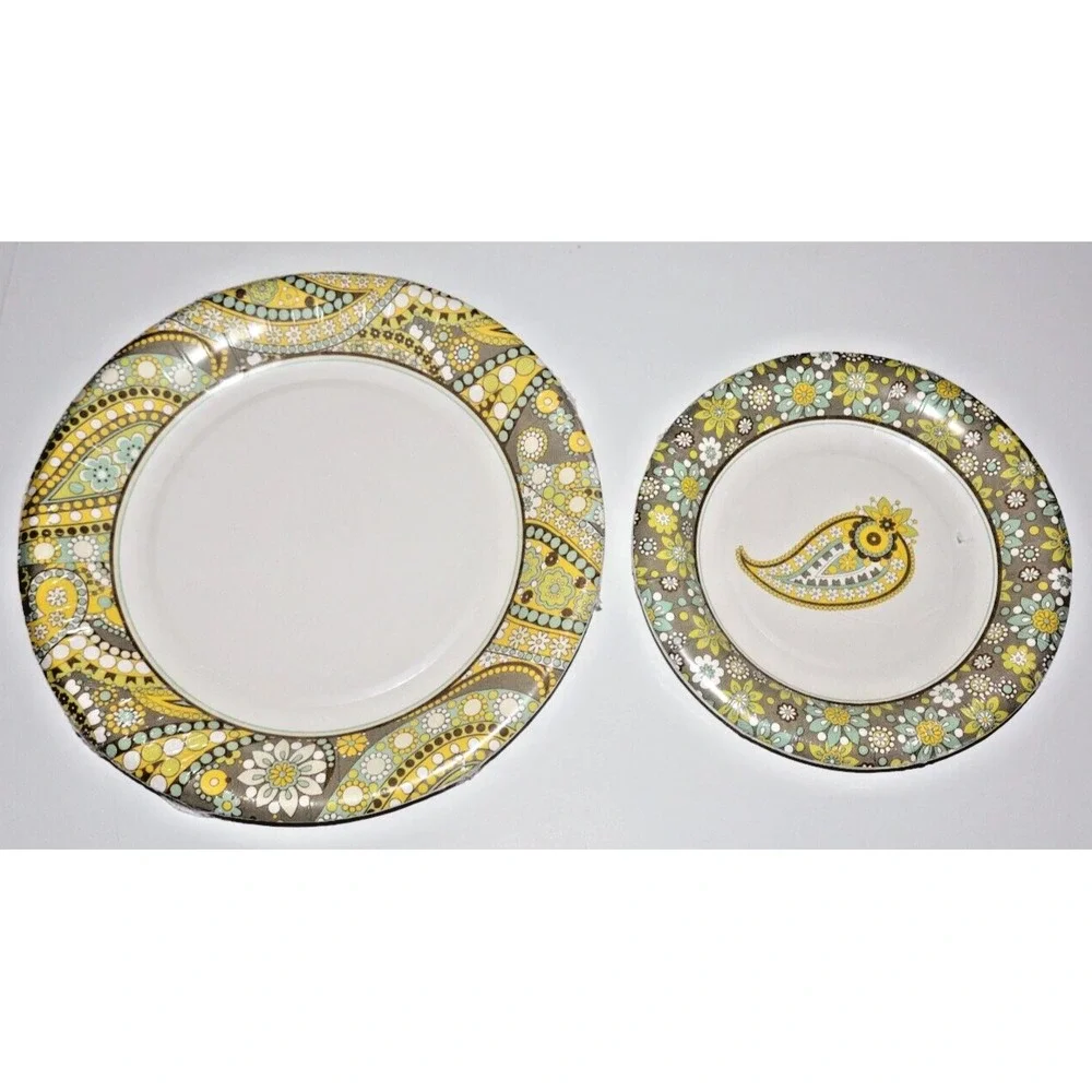 VERA BRADLEY Retired Lemon Parfait Lot 8 Dinner & 8 Dessert Cocktail Plates NEW